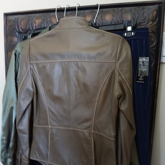 Women's Vegan Leather Military Style Jacket in Rich Green - Picture 8 of 13